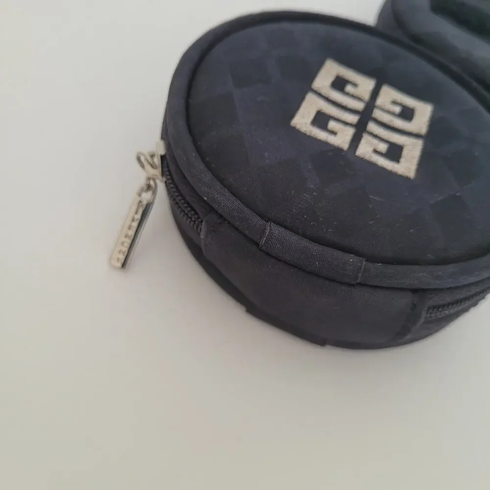 Givenchy Pouch Black Round Double‎ Zip Mesh Cosmetic Toiletry Bag Logo Medium